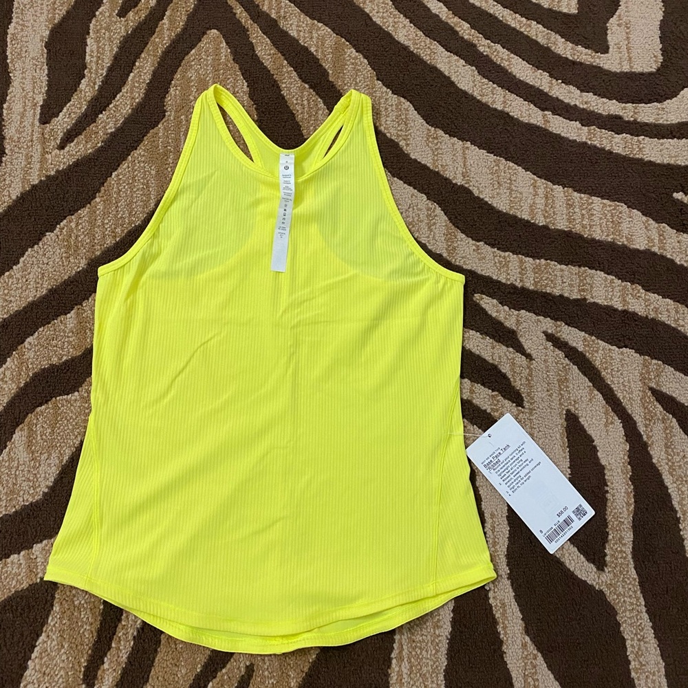 Lululemon Size 8 Neon Yellow Base Pace Ribbed Tank BNWT